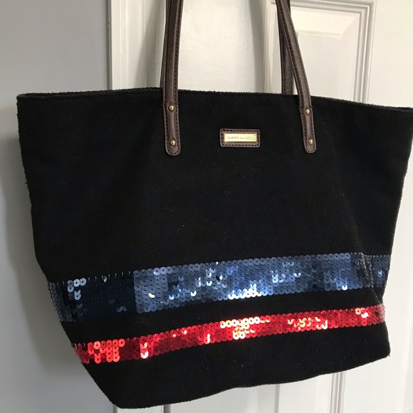 Tommy Hilfiger Black Wool Tote blue & red sequins - Picture 7 of 9